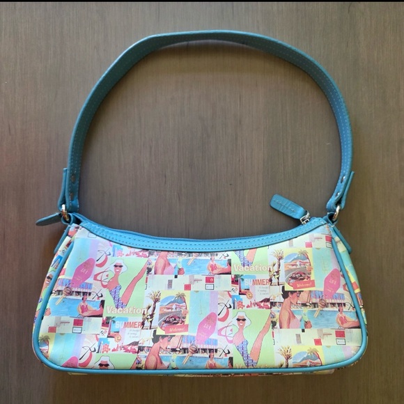 Fossil Summer Vacation Collage Shoulder Mini Purse - Picture 1 of 6
